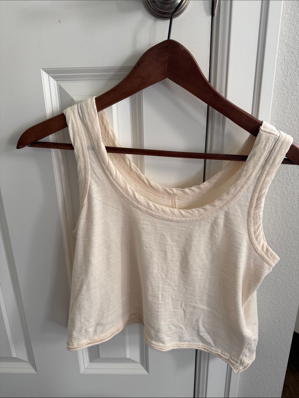 Pilcro Cream Cropped Tank Top